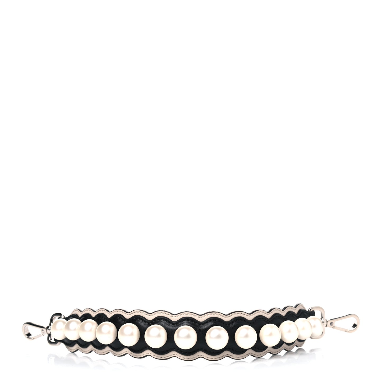 Calfskin Pearl Embellished Mini Strap You Black Camelia