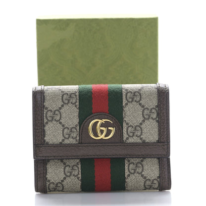 Gucci GG Supreme Monogram Web Ophidia Compact Wallet Beige New Acero 10 of 10