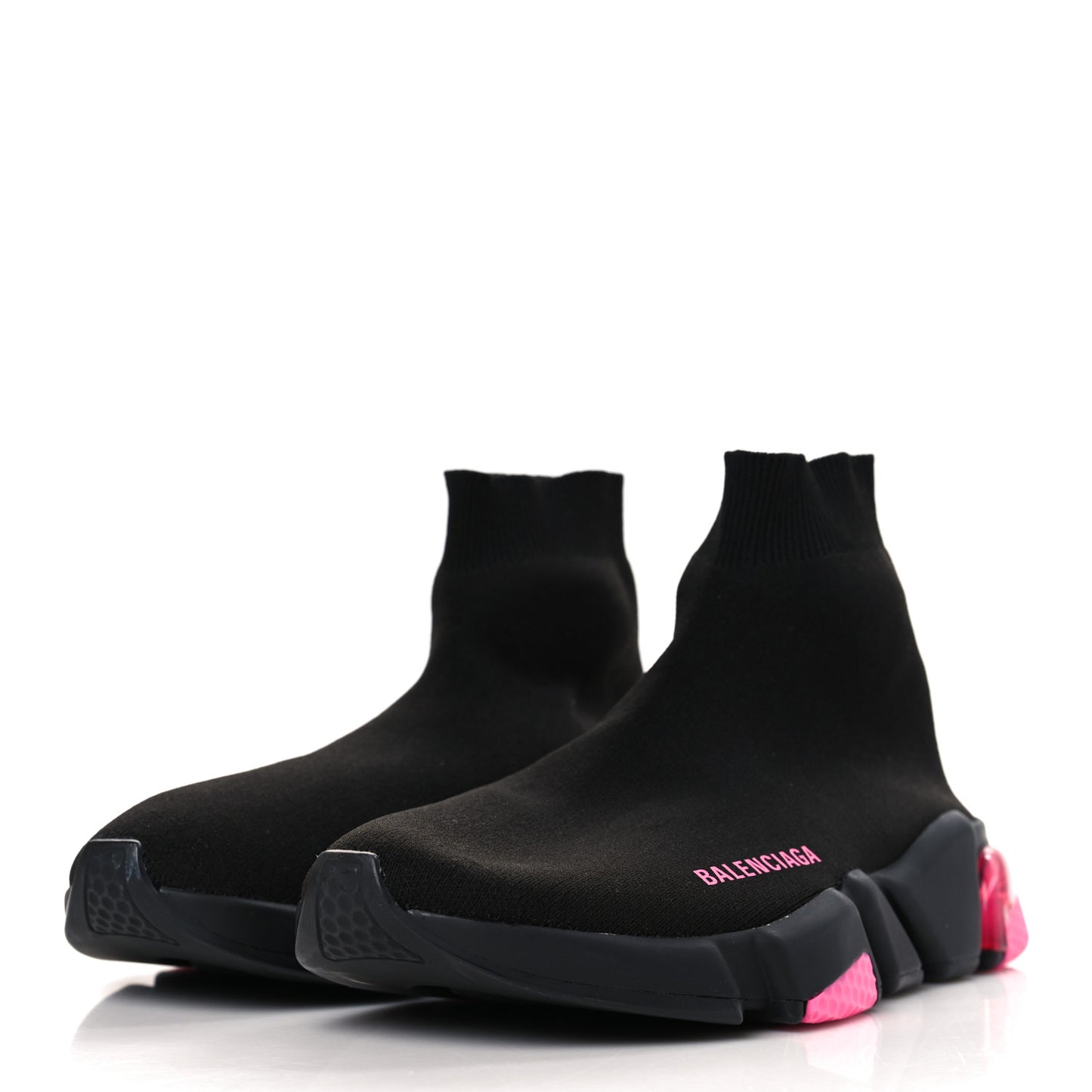 Neoprene Knit Womens Speed Clear Sole Sneakers 39 Black Pink Fluo