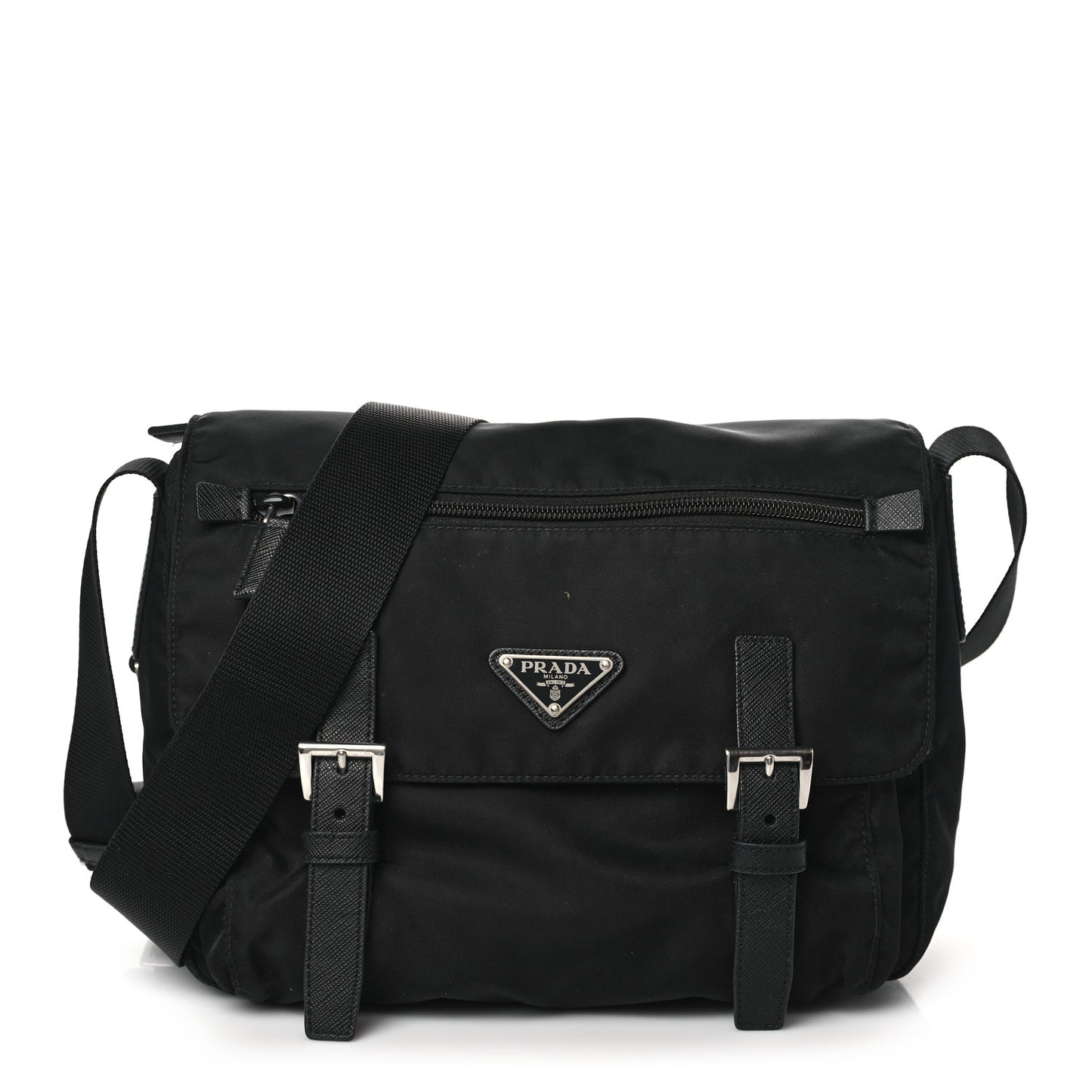 Tessuto Nylon Saffiano Vela Messenger Bag Black