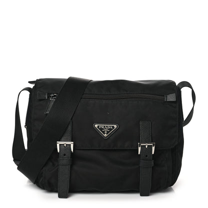 Prada Tessuto Nylon Saffiano Vela Messenger Bag Black 1 of 9