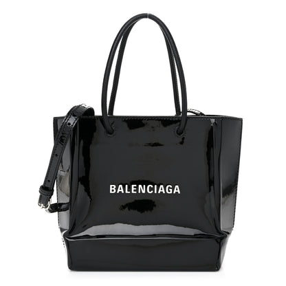 Balenciaga Patent Calfskin Logo Shopping Tote XXS Black 1 of 10