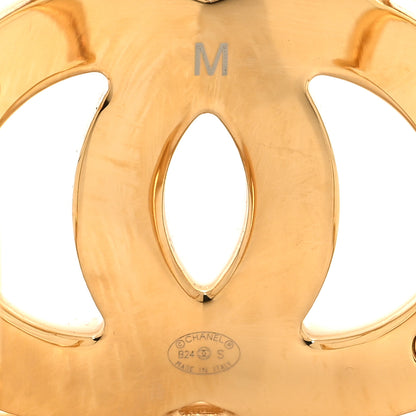 Chanel Metal Resin CC Cuff Gold White 9 of 10