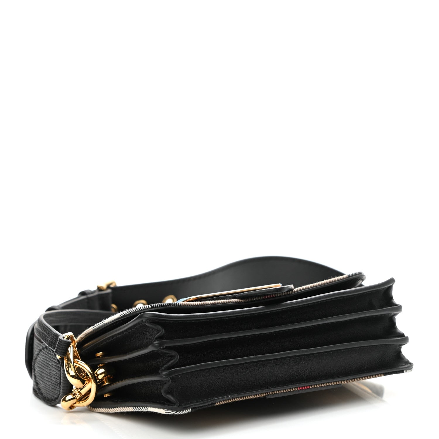 Burberry House Check Bridle Calfskin Small Madison Buckle Bag Black 3 of 9
