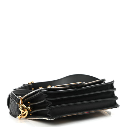 Burberry House Check Bridle Calfskin Small Madison Buckle Bag Black 3 of 9