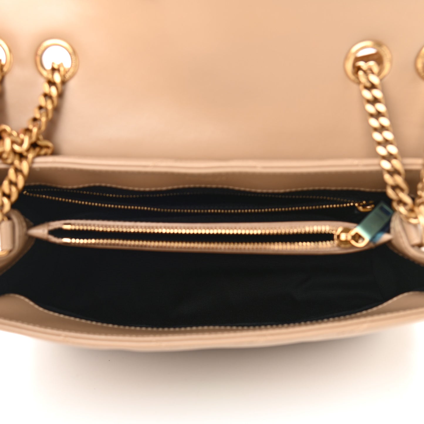 Calfskin Y Quilted Monogram Medium Loulou Chain Satchel Dark Latte