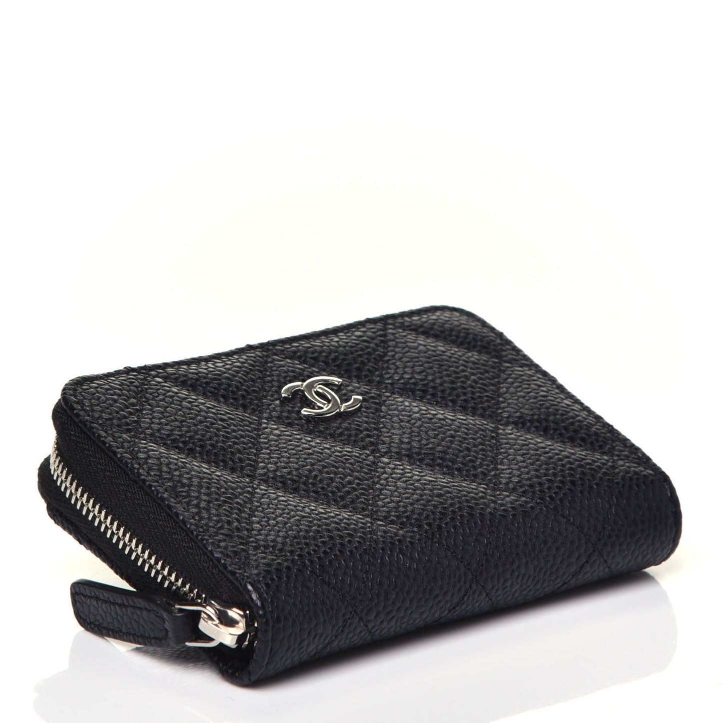 Caviar Quilted Zip Coin Purse Black