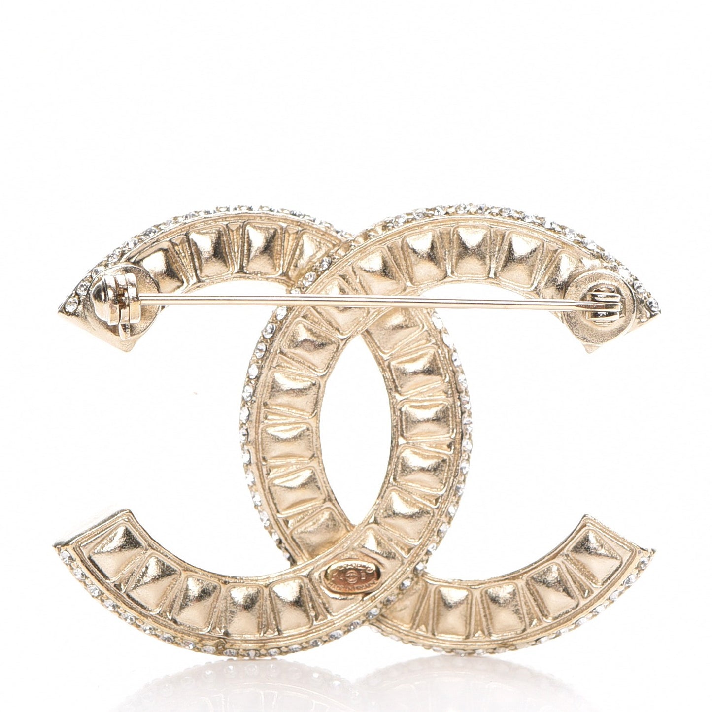 Baguette Crystal CC Brooch Light Gold