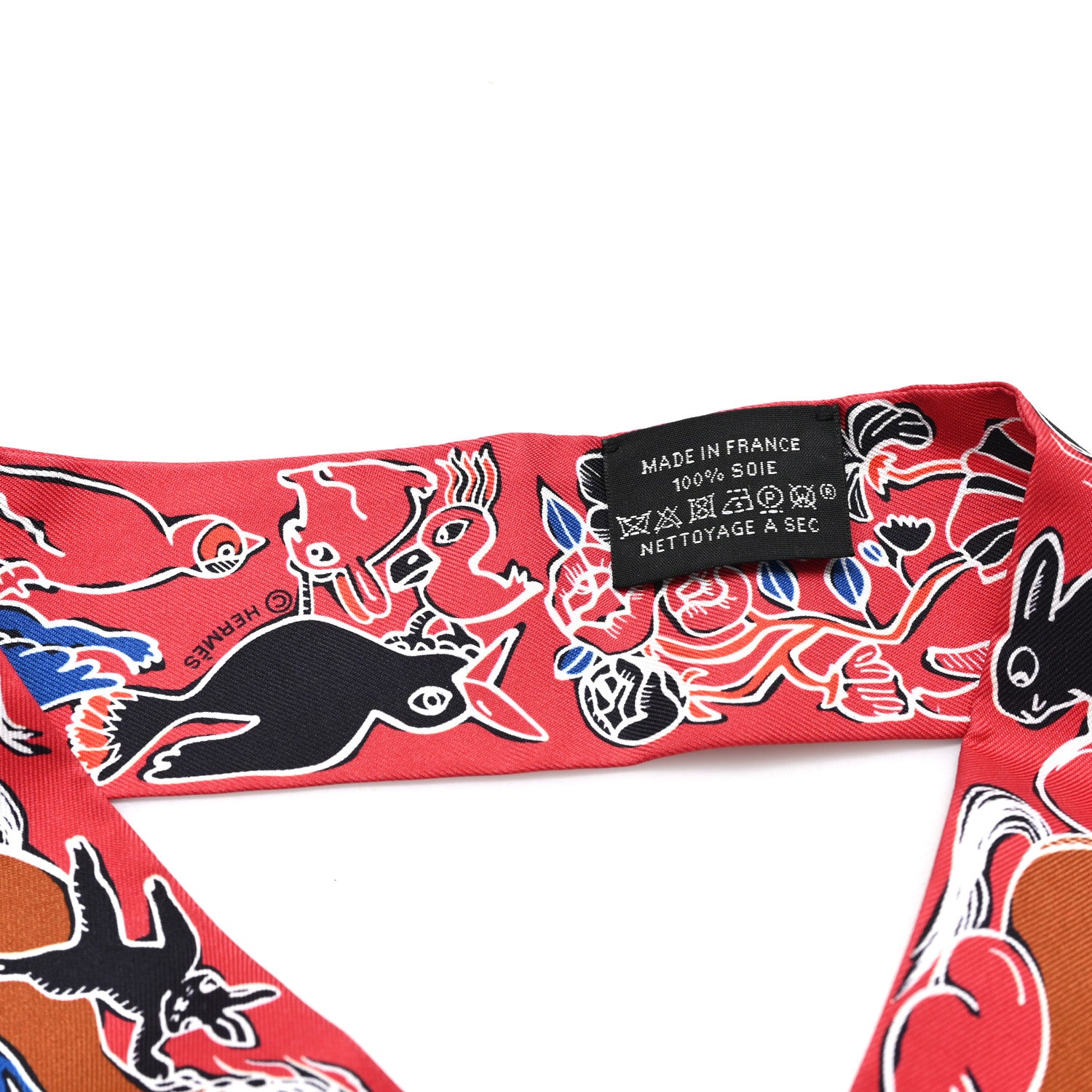 Hermes Silk Mille Et Un Lapins Twilly Grenadine Bleu Black 3 of 3
