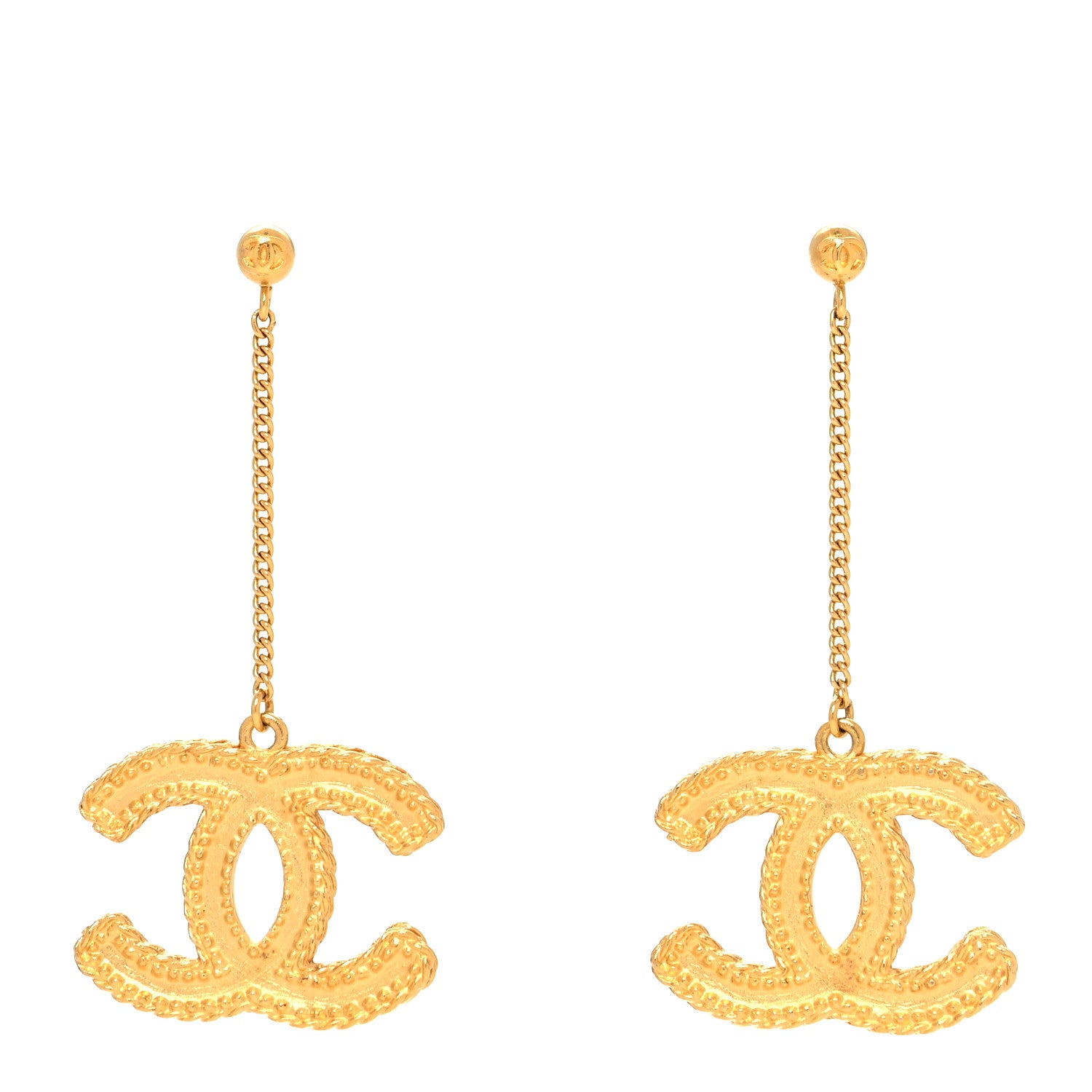 Chanel CC Drop Earrings Matte Gold 1 of 4