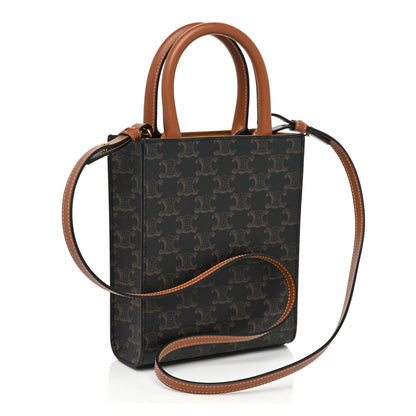 Celine Triomphe Canvas Calfskin Mini Vertical Cabas Tan 3 of 7
