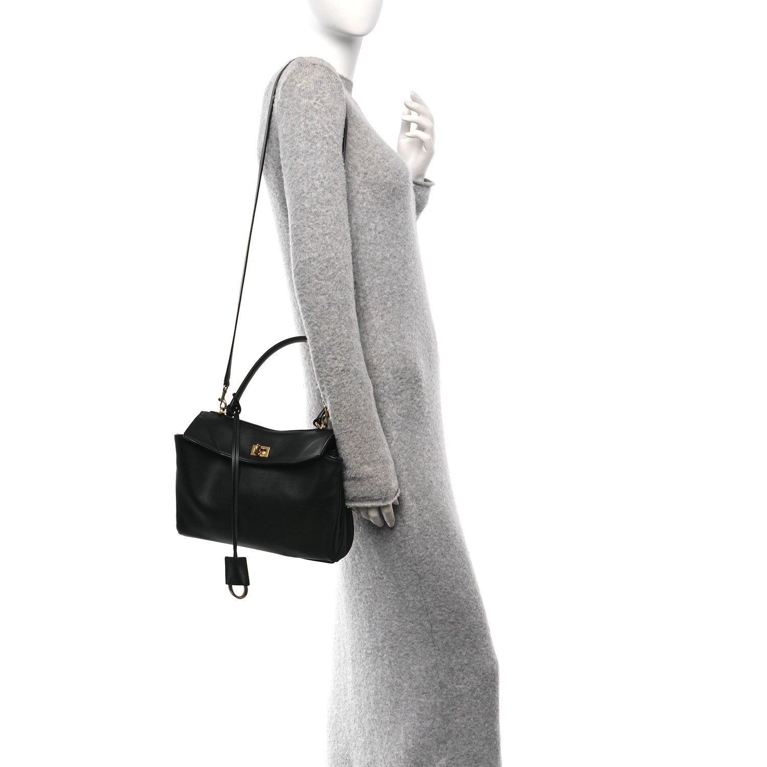 Balenciaga Natural Smooth Calfskin Small Rodeo Top Handle Handbag Black 2 of 10