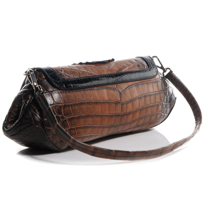 Prada Crocodile Jeweled Antik Shoulder Bag Tabacco Black 3 of 8