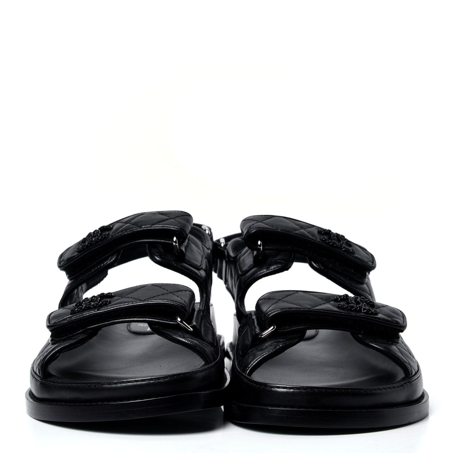Lambskin Velcro Dad Sandals 40 Black