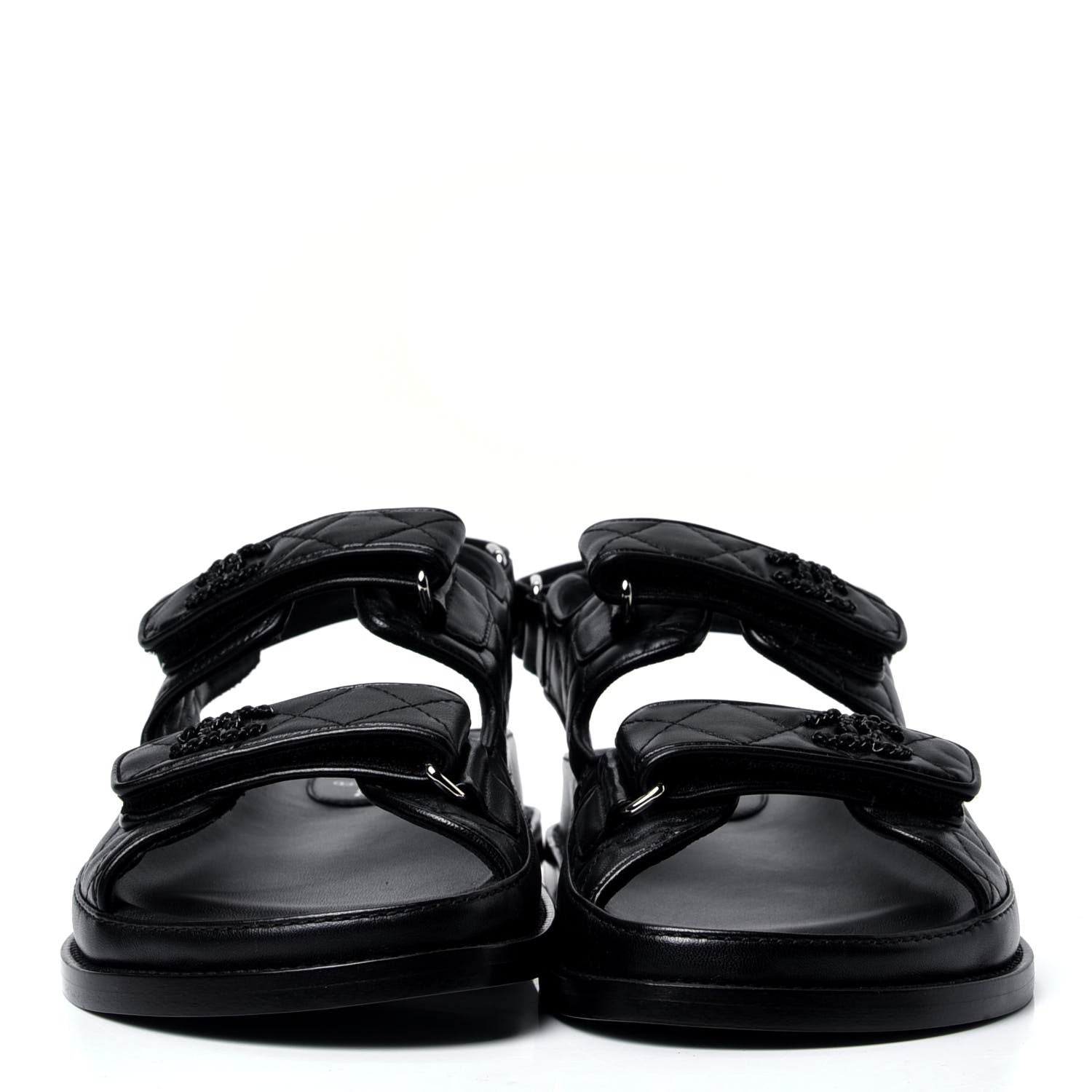 Chanel Lambskin Velcro Dad Sandals 40 Black 2 of 6