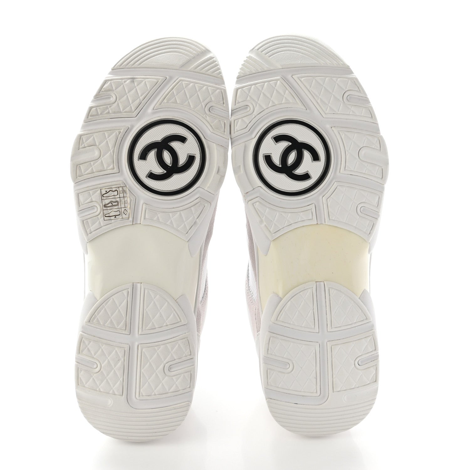 Chanel Suede Calfskin Fabric CC Sneakers 41 White Grey 5 of 14