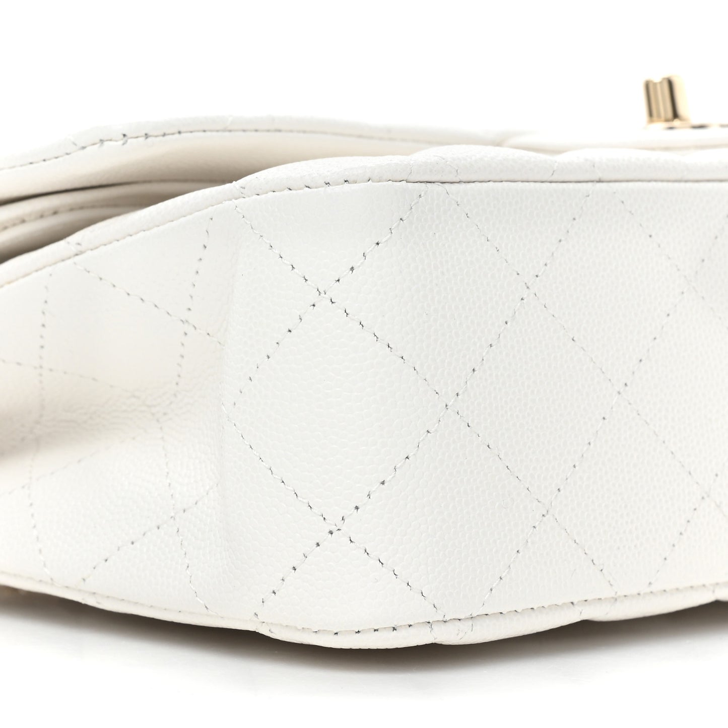 Caviar Quilted Medium Double Flap White