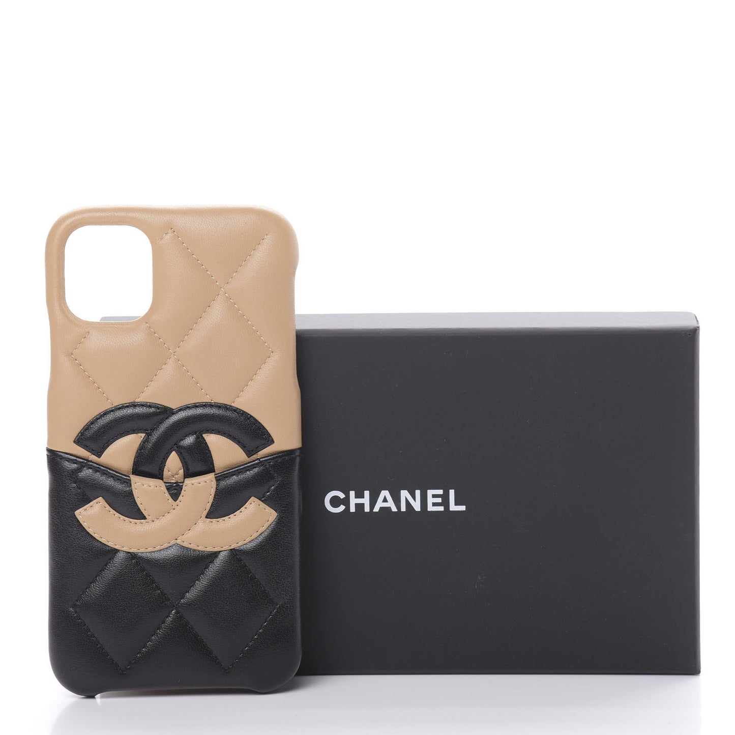 Lambskin Quilted CC iPhone XI Pro Case Beige Black