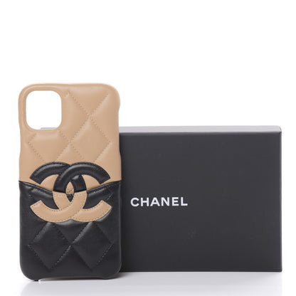 Chanel Lambskin Quilted CC iPhone XI Pro Case Beige Black 9 of 9