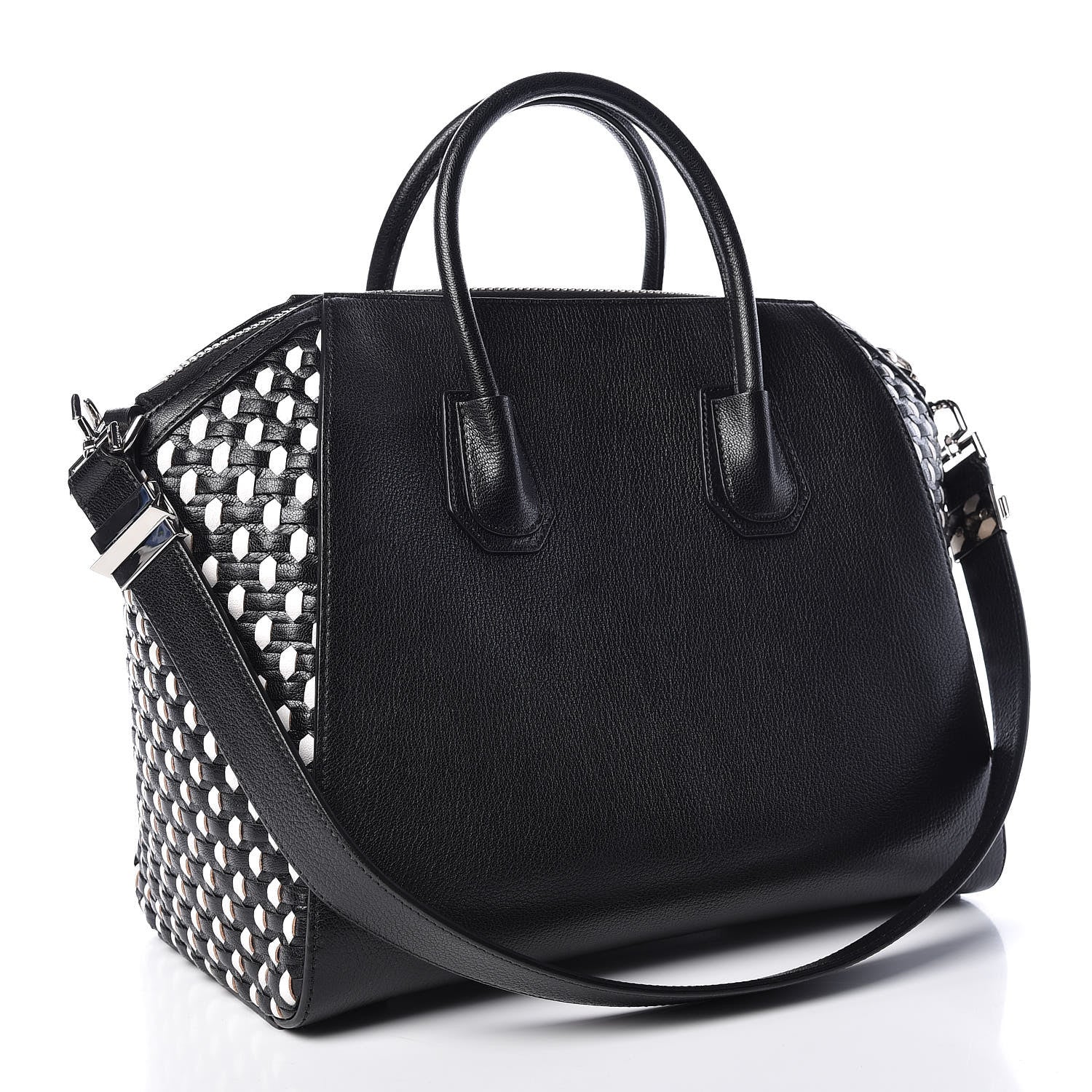Givenchy Sugar Goatskin Woven Medium Antigona Black White 3 of 10
