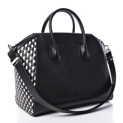 Givenchy Sugar Goatskin Woven Medium Antigona Black White 3 of 10