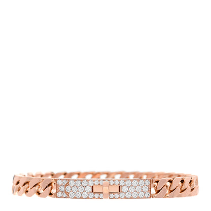 Hermes 18K Rose Gold Diamond PM Kelly Gourmette Bracelet SH 1 of 4