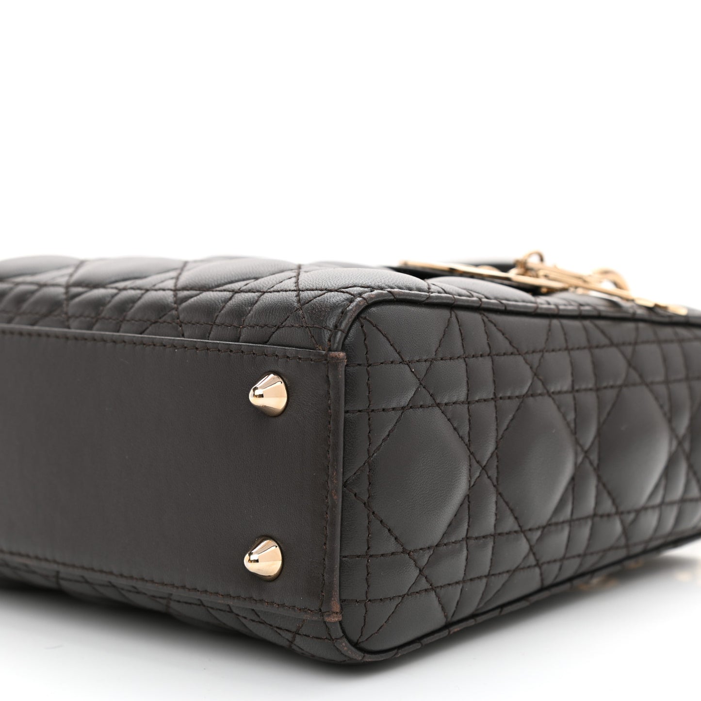 Lambskin Cannage Small Lucky Badges My Lady Dior Dark Grey