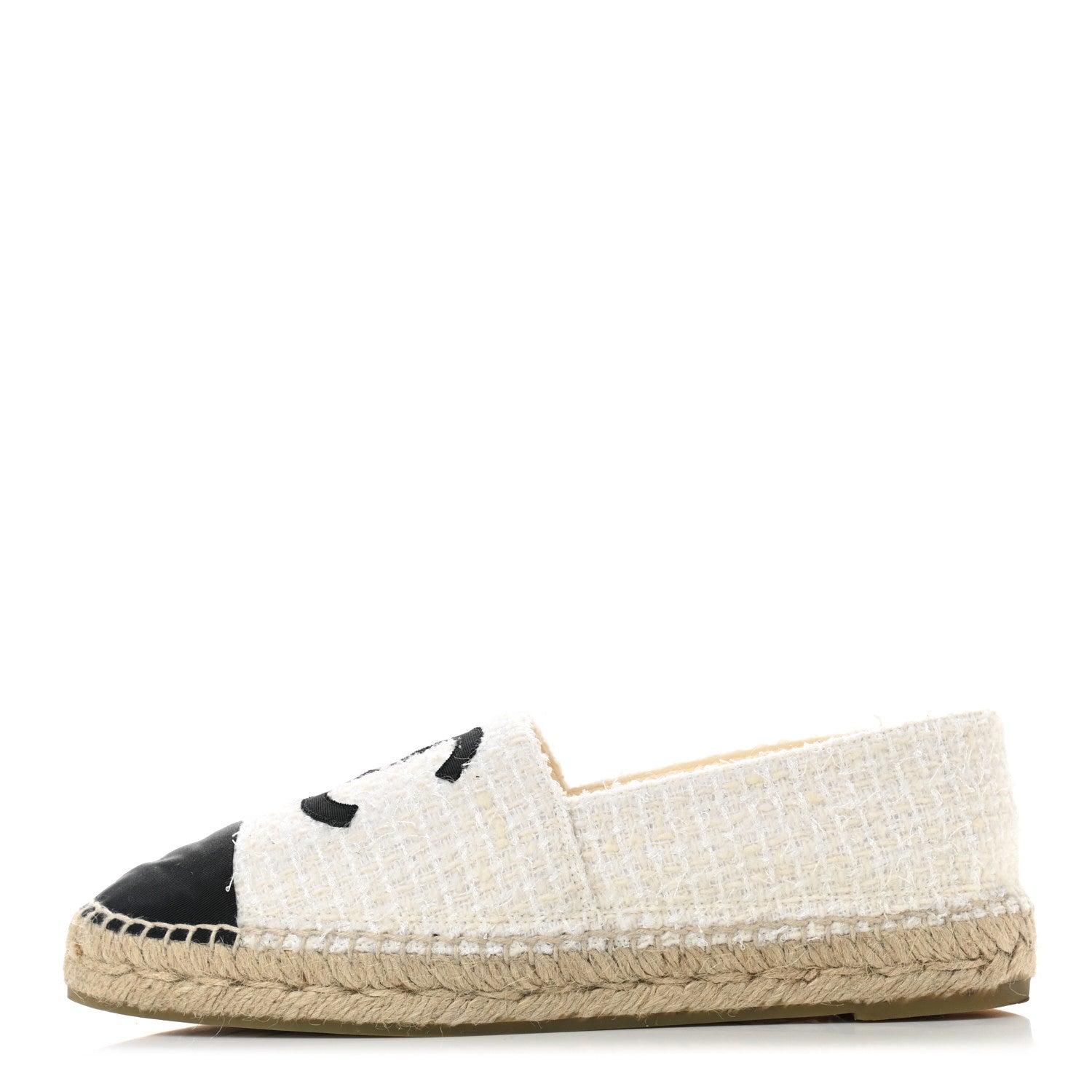 Chanel Tweed Grosgrain CC Espadrilles 41 White Black 1 of 8