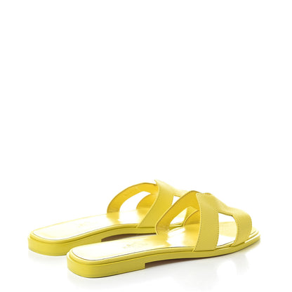 Hermes Epsom Oran Sandals 37.5 Jaune Pollen 4 of 8