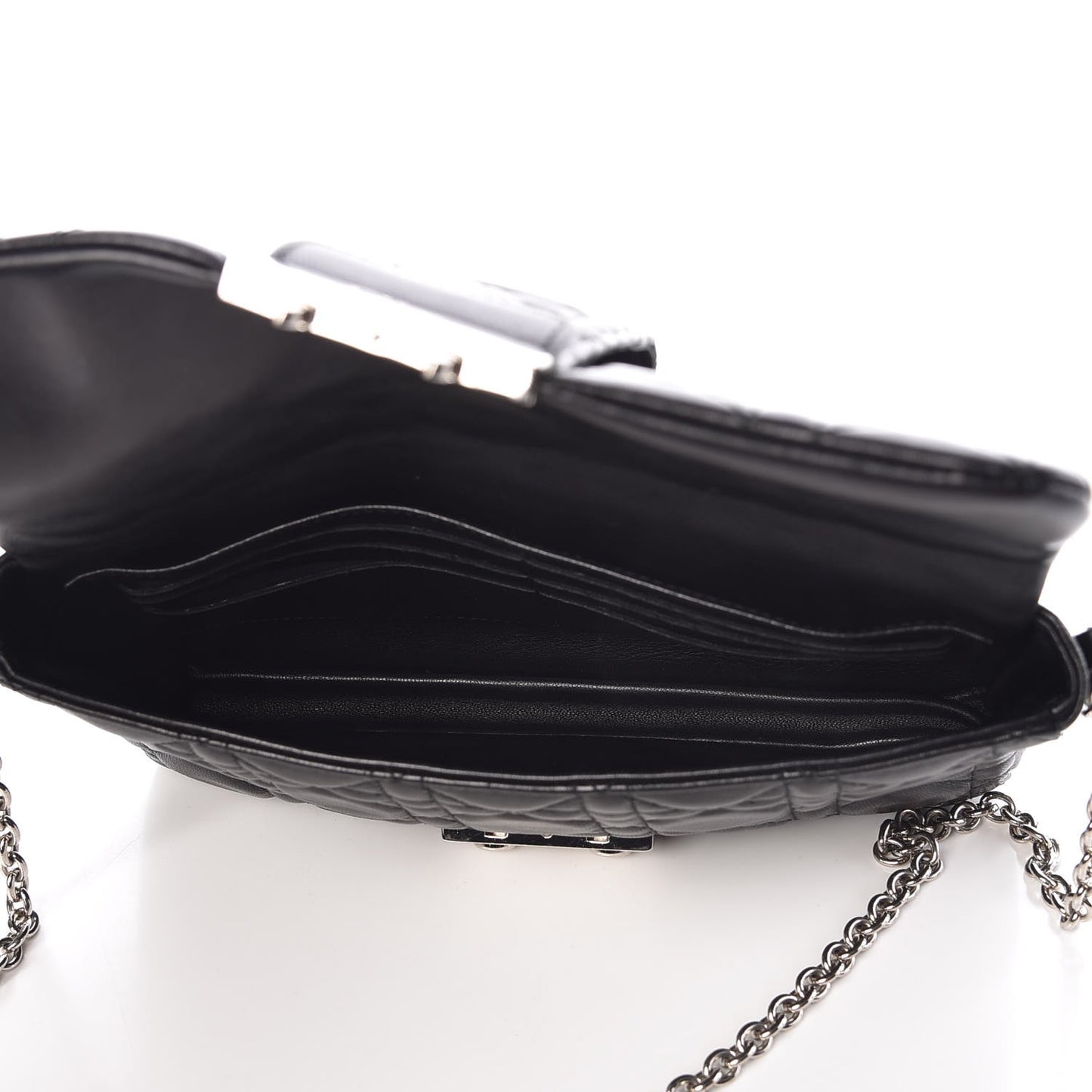 Lambskin Cannage New Lock Pouch Black