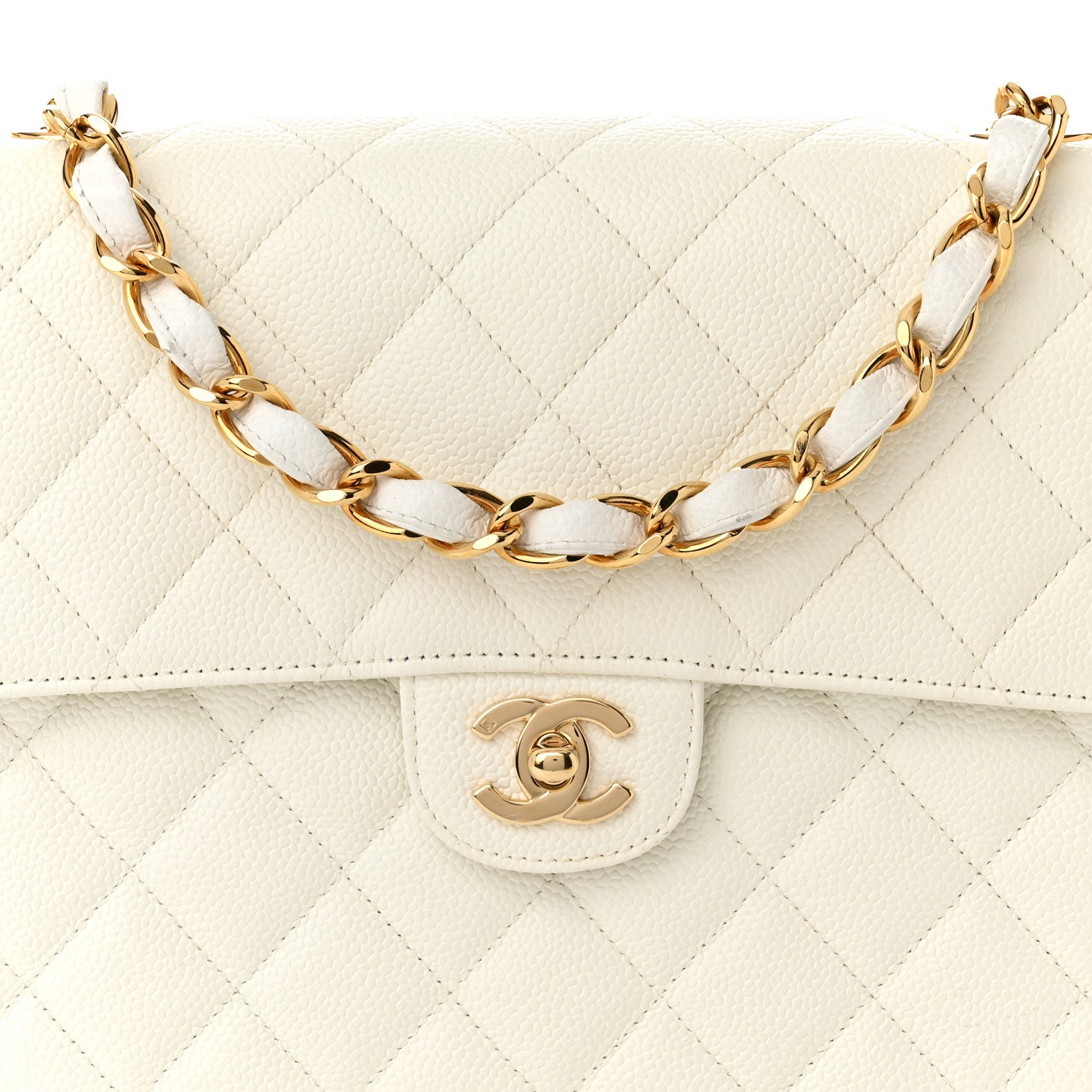 Chanel Caviar Quilted Jumbo Single Flap White 8 of 14