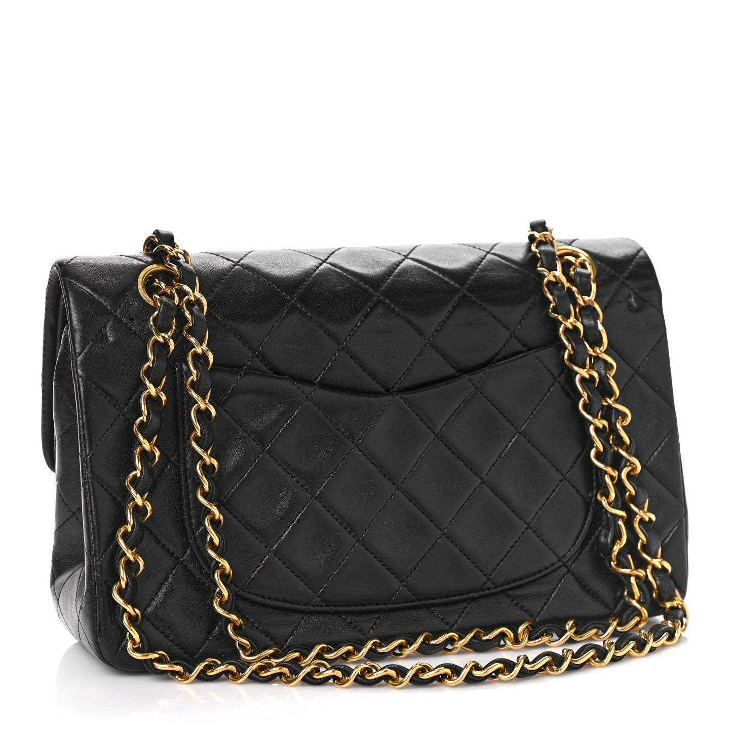 Lambskin Quilted Small Double Flap Black