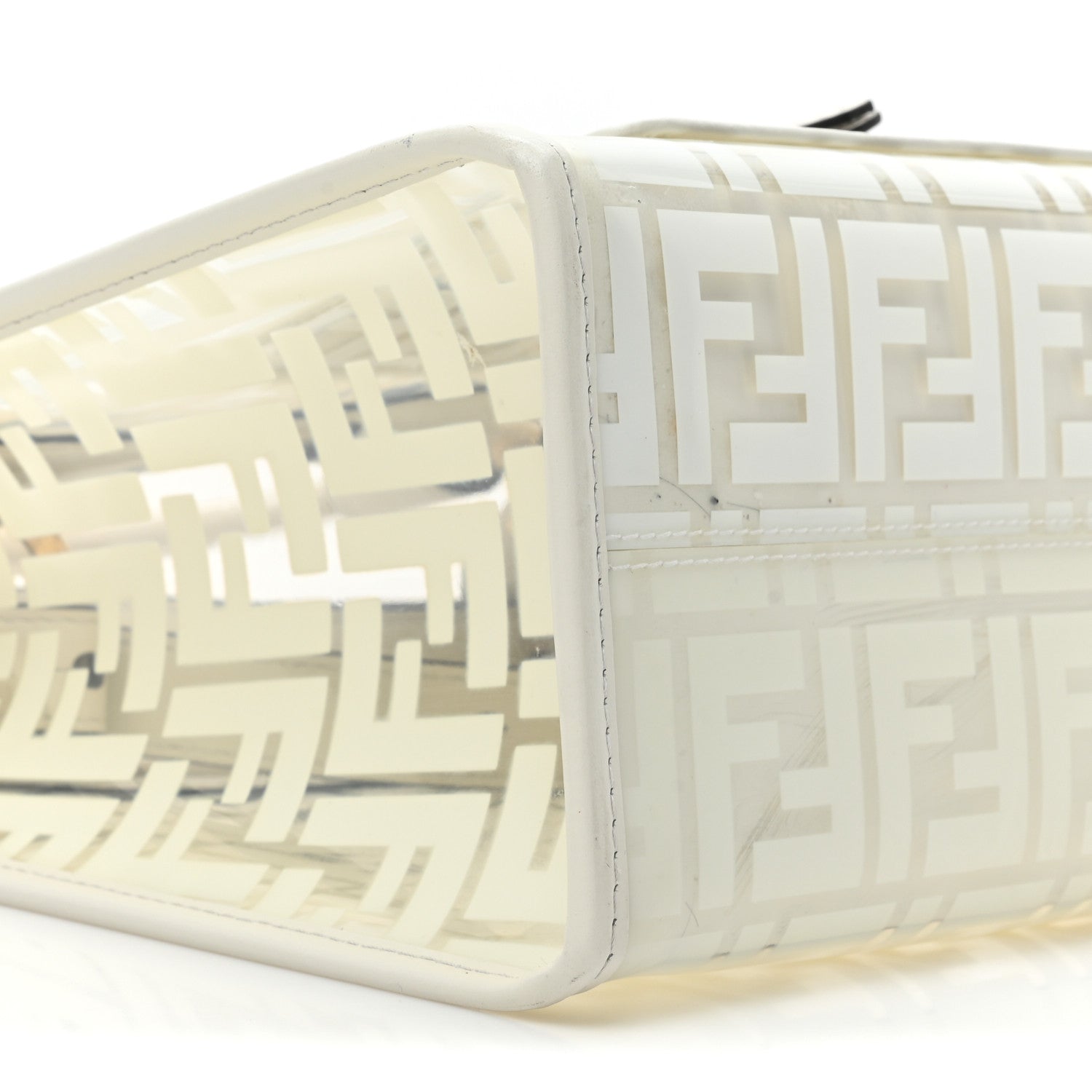 Fendi TPU FF Vitello Century Plexiglass Small Runaway Shopper Tote White 8 of 13