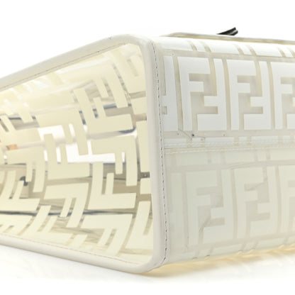 Fendi TPU FF Vitello Century Plexiglass Small Runaway Shopper Tote White 8 of 13
