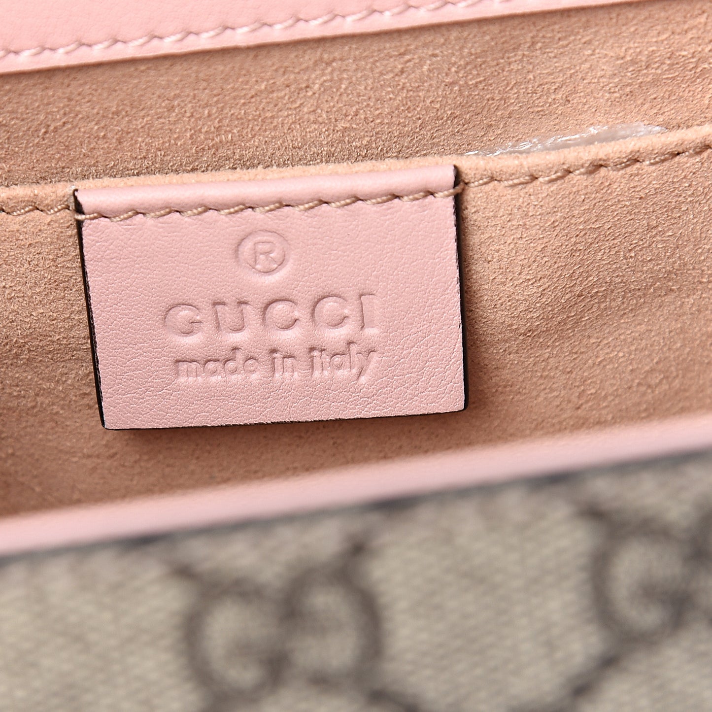 GG Supreme Monogram Calfskin Studded Small Padlock Shoulder Bag Beige Perfect Pink