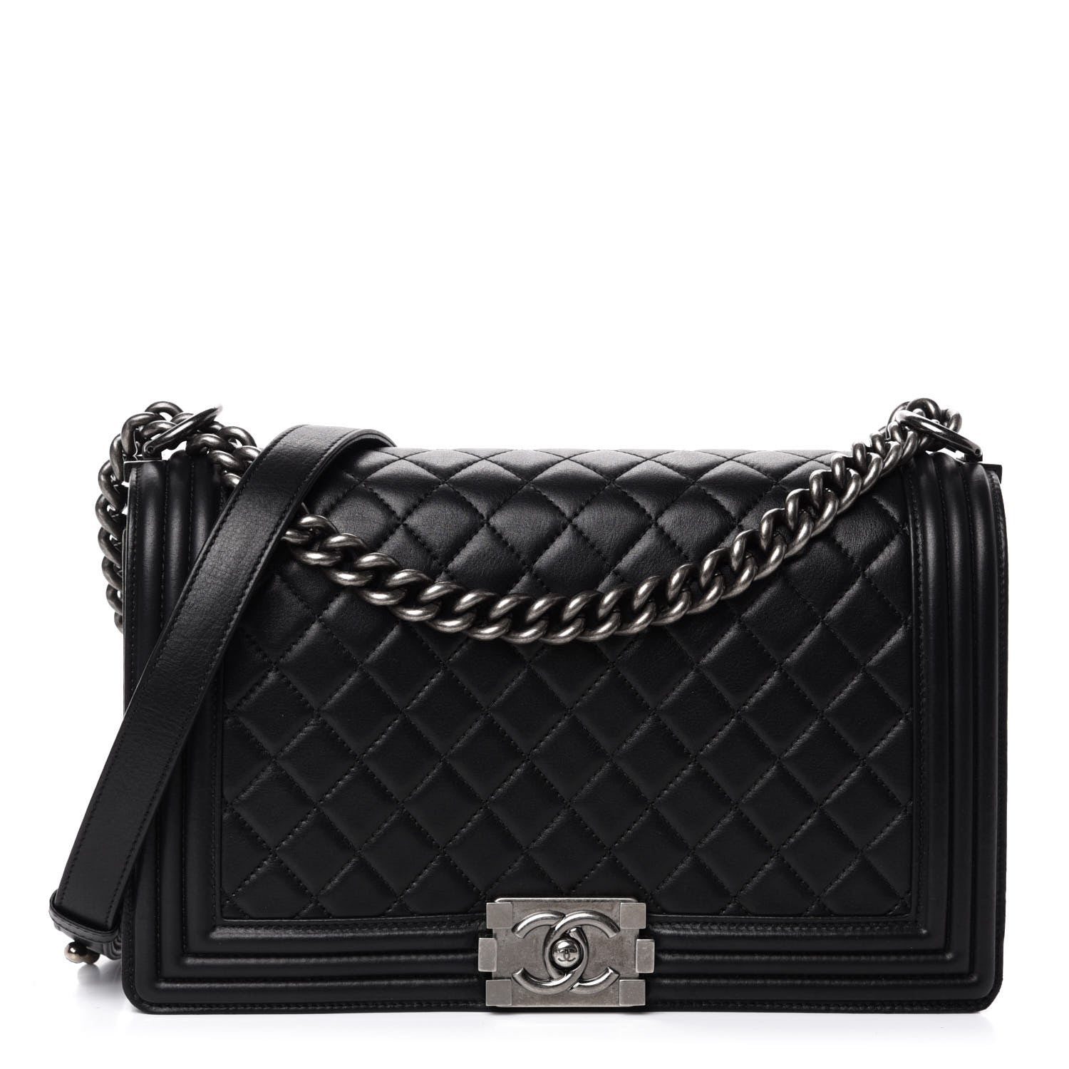 Chanel Metallic Calfskin Quilted New Medium Boy Flap Black 1 of 13