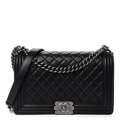 Chanel Metallic Calfskin Quilted New Medium Boy Flap Black 1 of 13
