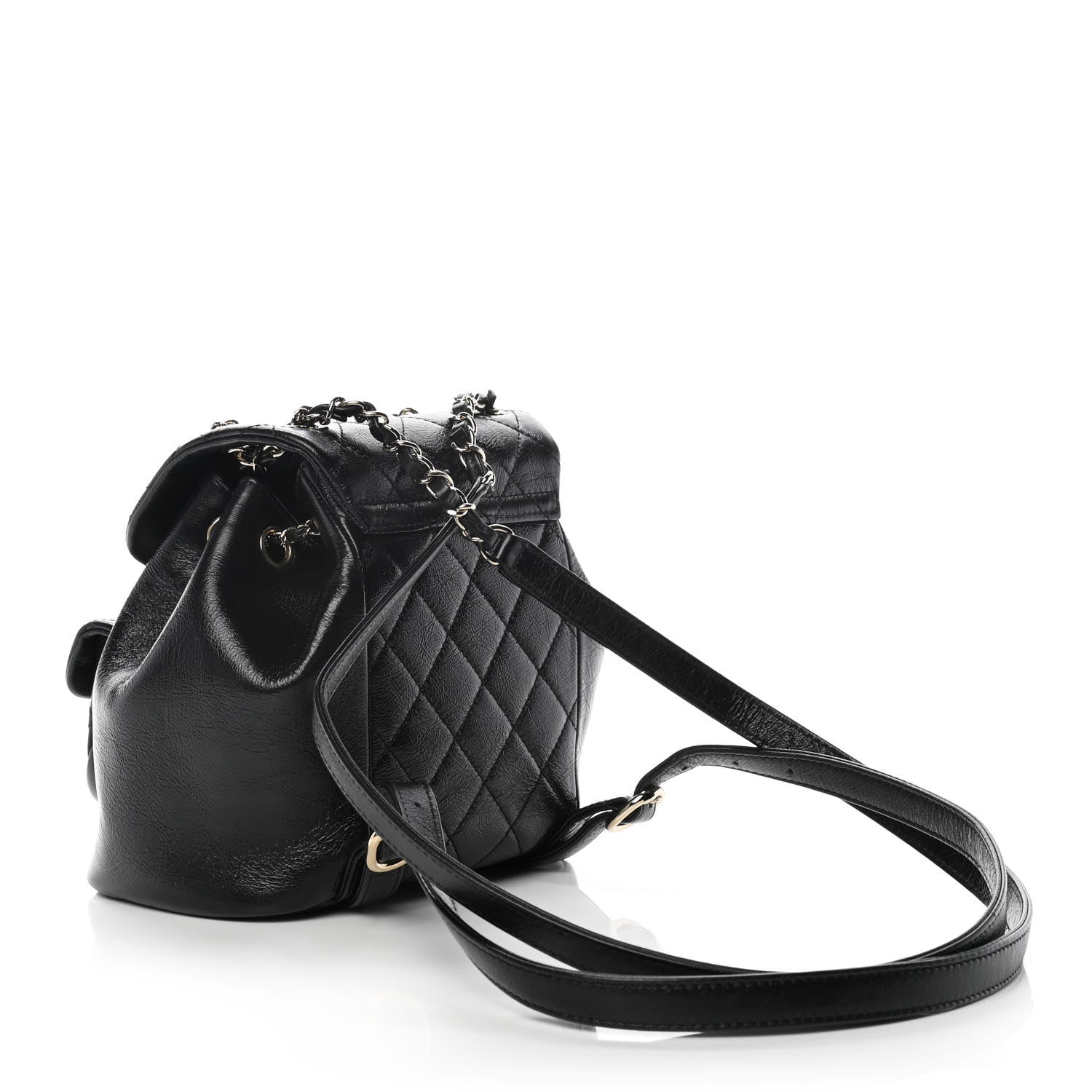 Chanel Glazed Aged Calfskin Quilted Small Duma Drawstring Backpack Black 2 of 10
