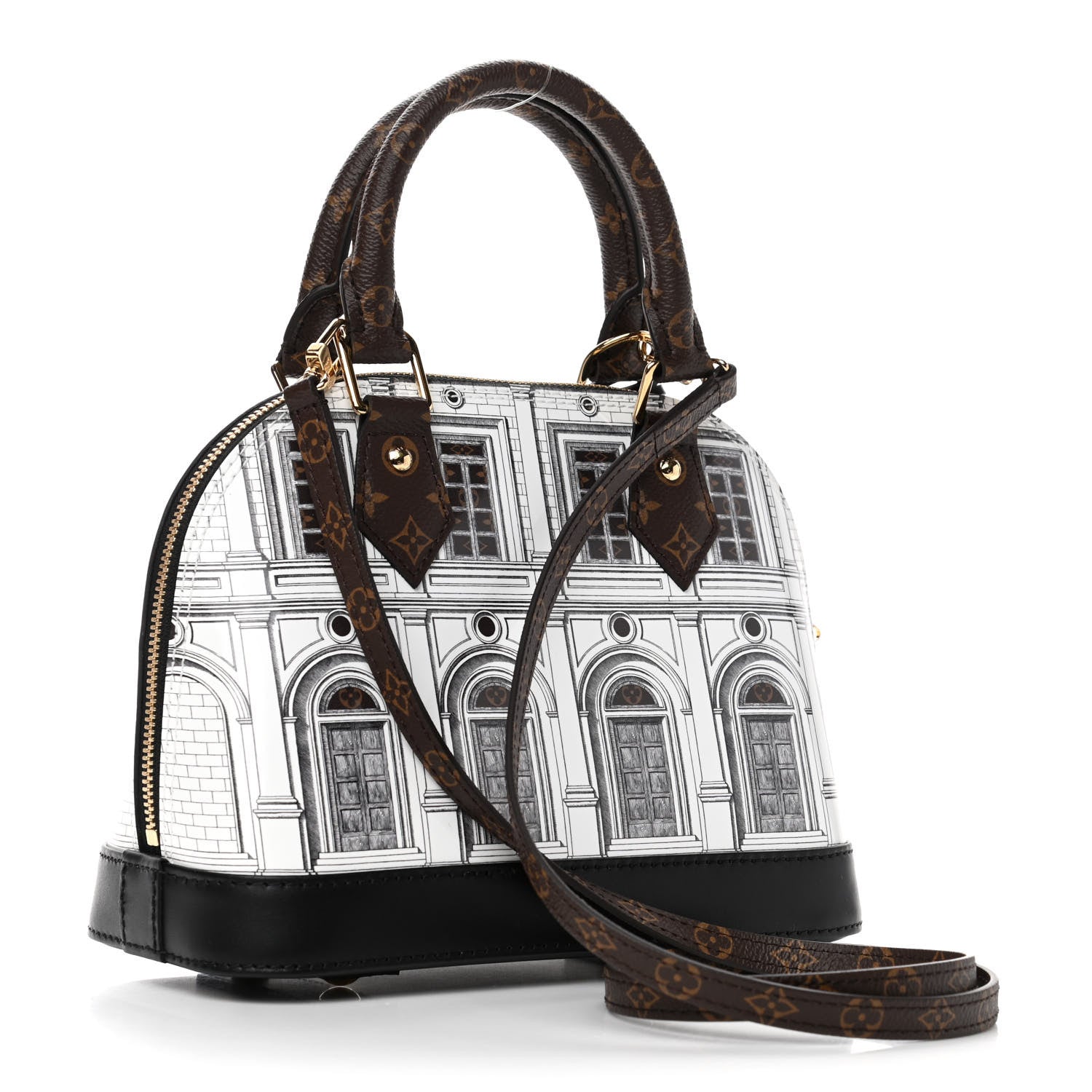 Louis Vuitton X FORNASETTI Calfskin Architettura Alma BB Black White 2 of 4