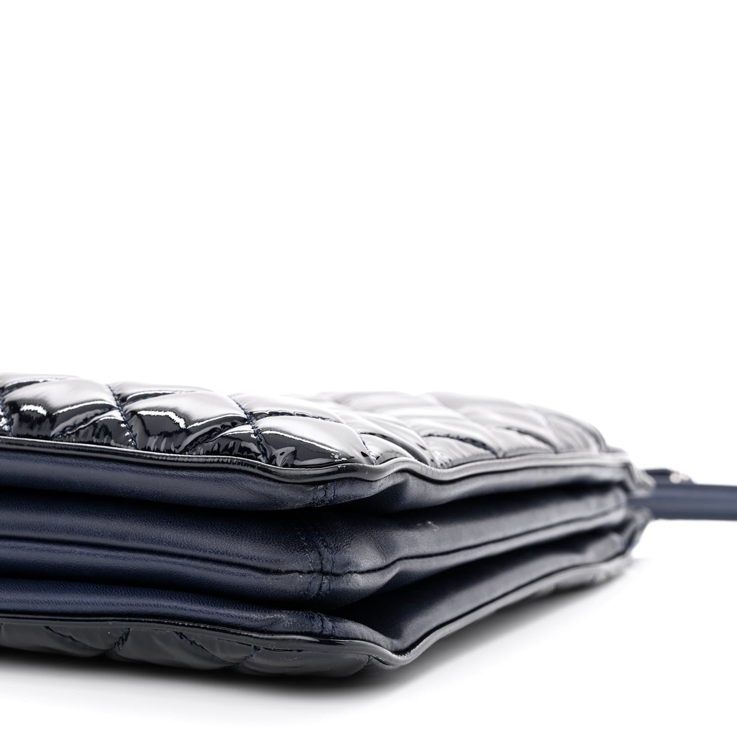 Chanel Patent Quilted Accordion Shopping Tote Navy 10 of 11