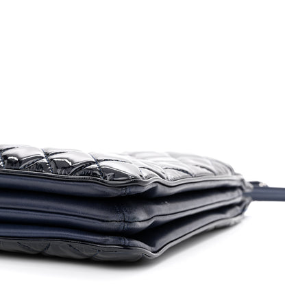 Chanel Patent Quilted Accordion Shopping Tote Navy 10 of 11