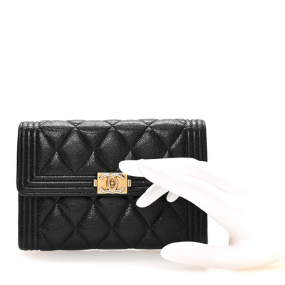 Chanel Caviar Quilted Medium Boy Flap Wallet Black 2 of 9
