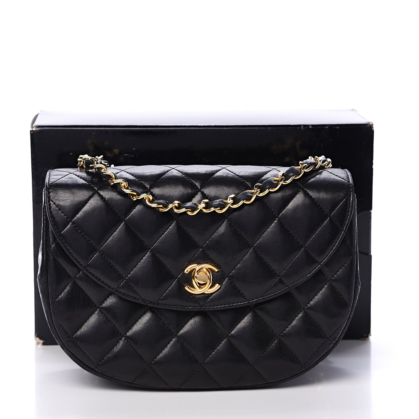 Lambskin Quilted Small Single Flap Black