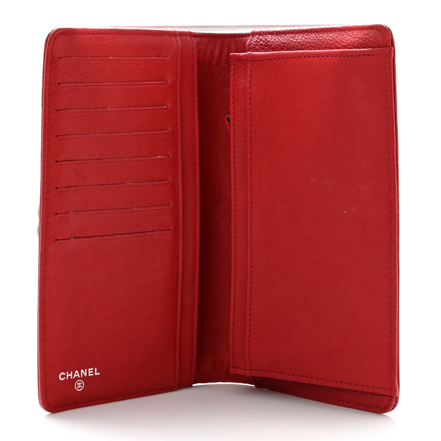 Chanel Calfskin Quilted Boy Chain Around Yen Wallet Red 5 of 8