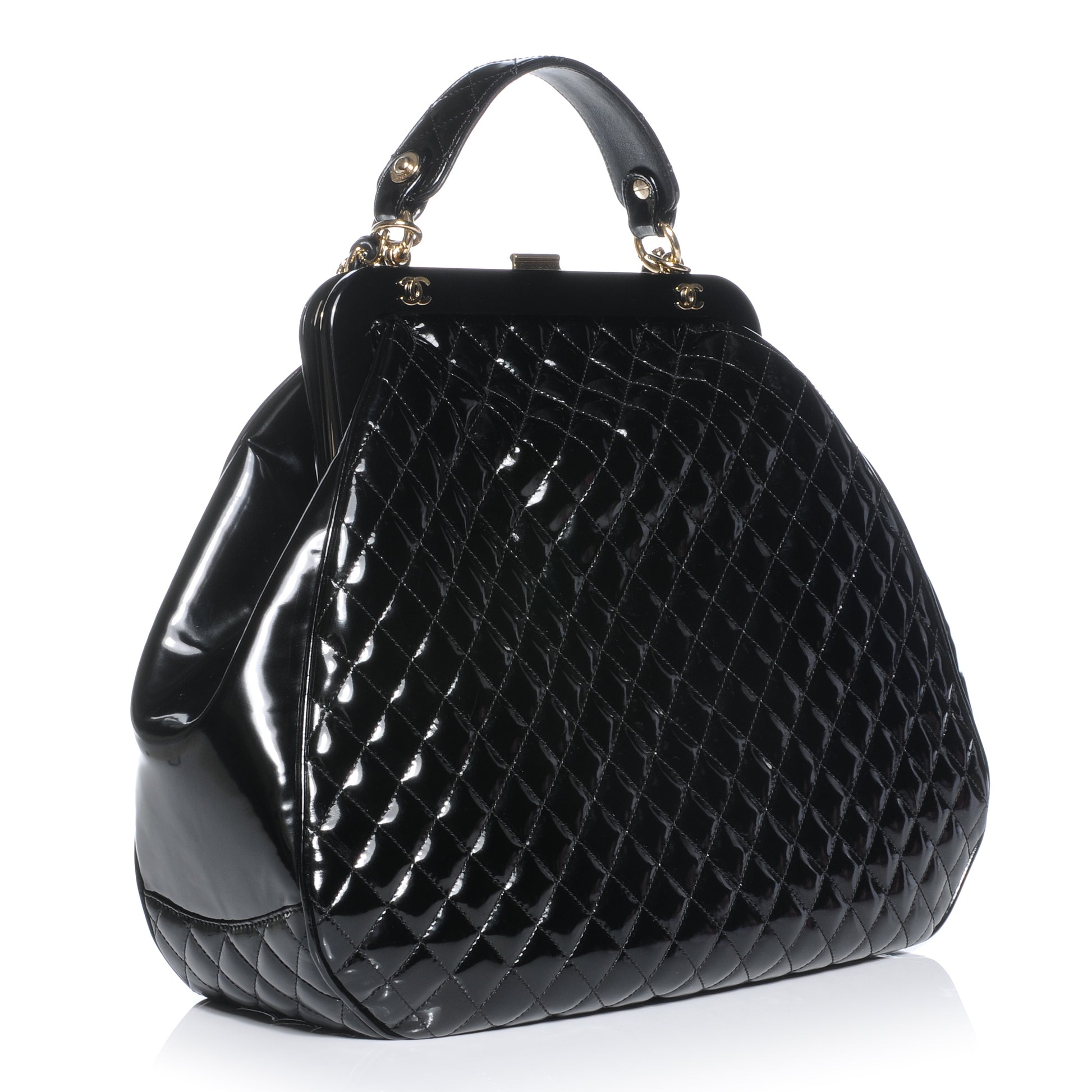 Chanel Patent Quilted Mademoiselle Frame Bag Black 3 of 9