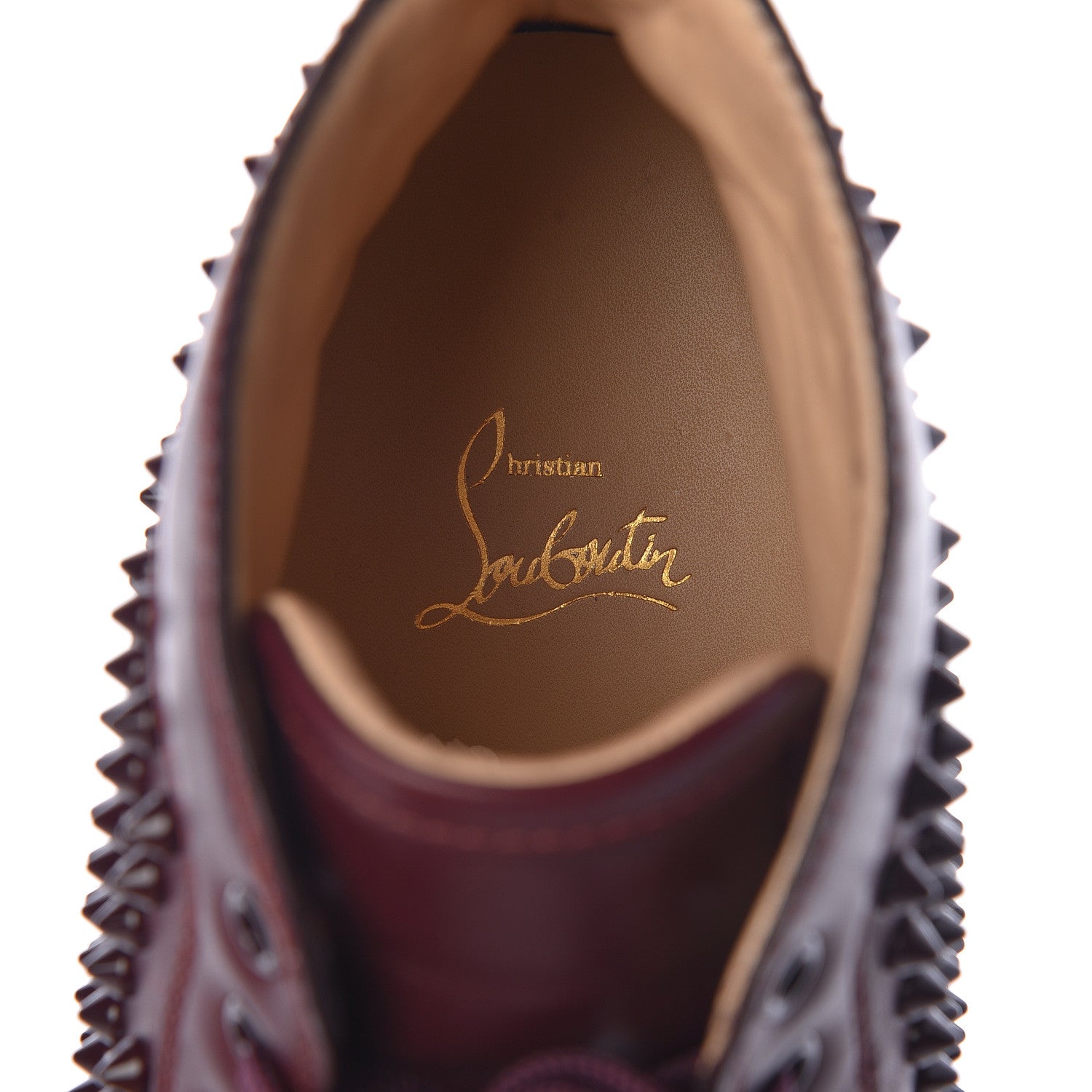 Christian Louboutin Calfskin Mens Louis Spikes Flat Sneakers 43 Lie De Vin 7 of 11