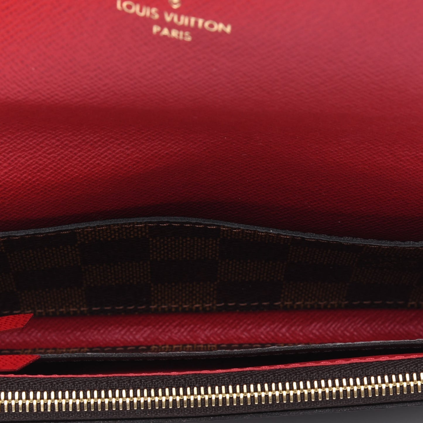 Damier Ebene Emilie Wallet Red