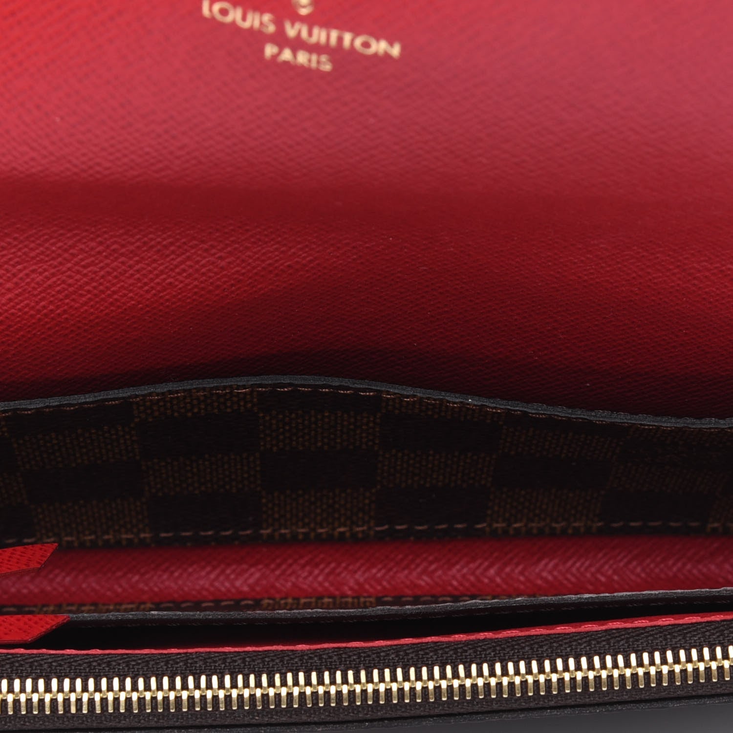 Louis Vuitton Damier Ebene Emilie Wallet Red 5 of 9
