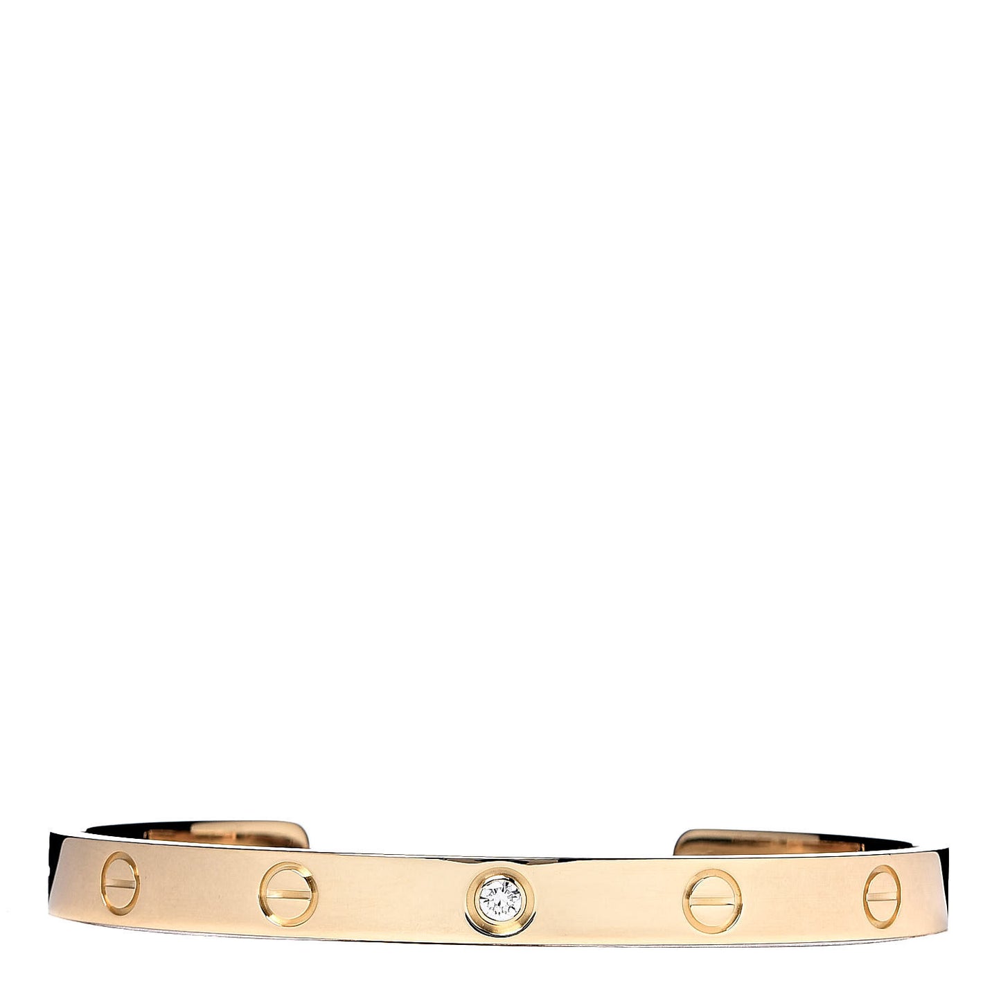 18K Yellow Gold 1 Diamond LOVE Cuff Bracelet 18