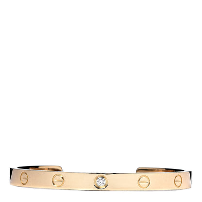 Cartier 18K Yellow Gold 1 Diamond LOVE Cuff Bracelet 18 1 of 5
